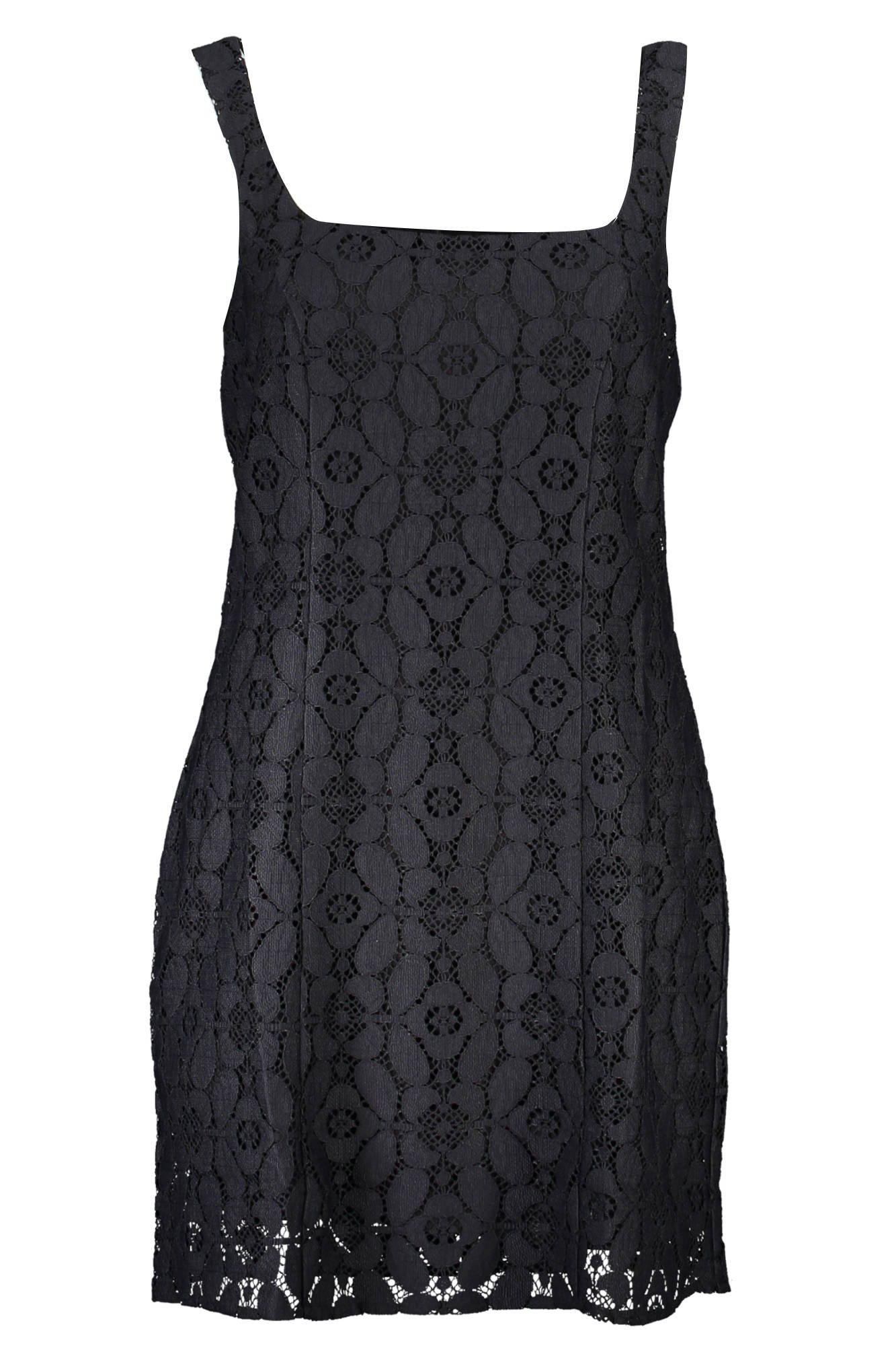 "VESTIDO CORTO MUJER NEGRO DESIGUAL"-1