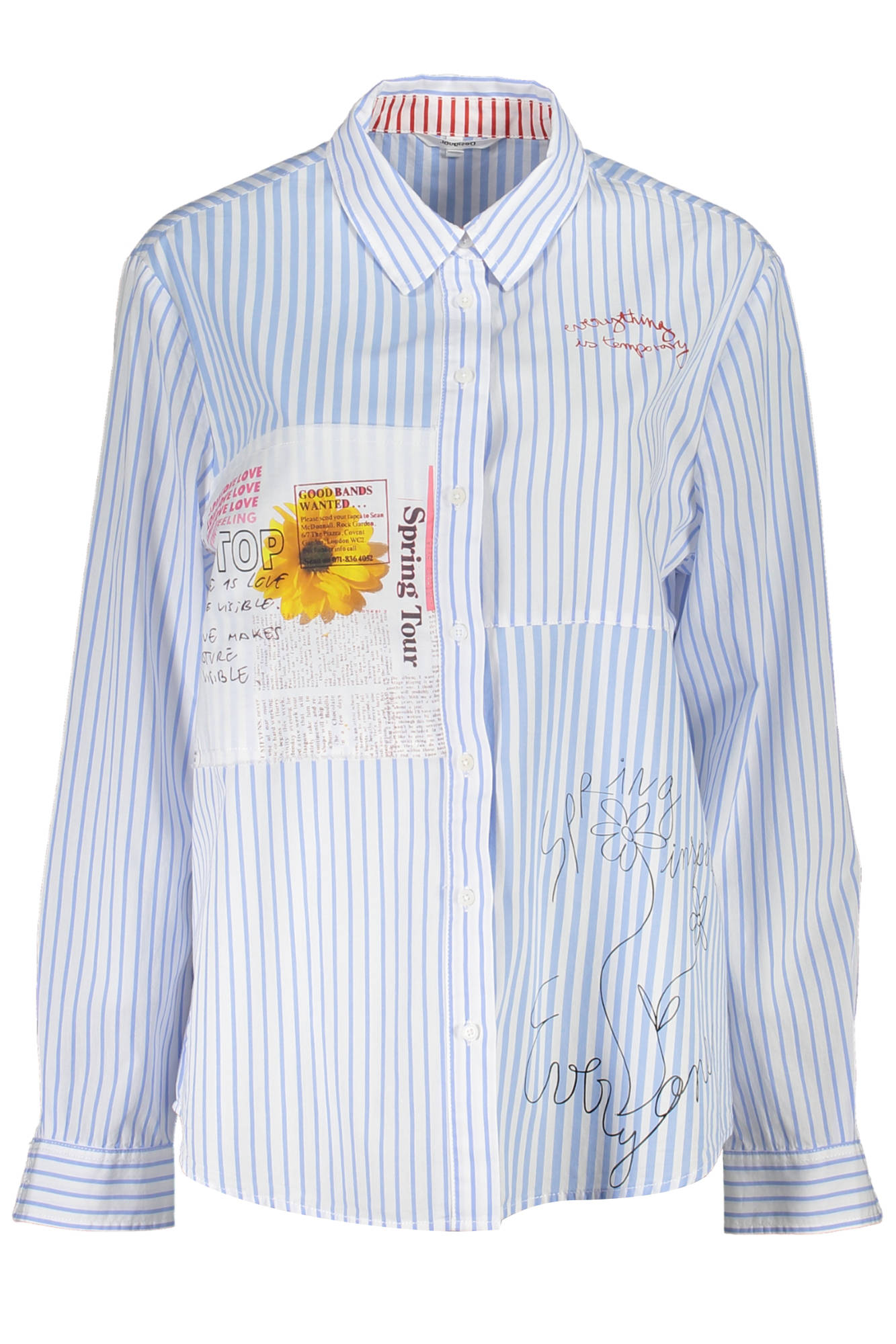 "CAMISETA MANGA LARGA MUJER AZUL CLARO DESIGUAL"-1